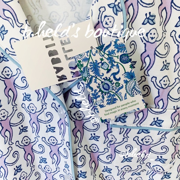 Roller Rabbit Monkey Polo Pajamas in Lavender Monkey Purple Blue Size S New NWT - Picture 5 of 17